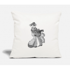 Japanese Portrait Natural White Pillow